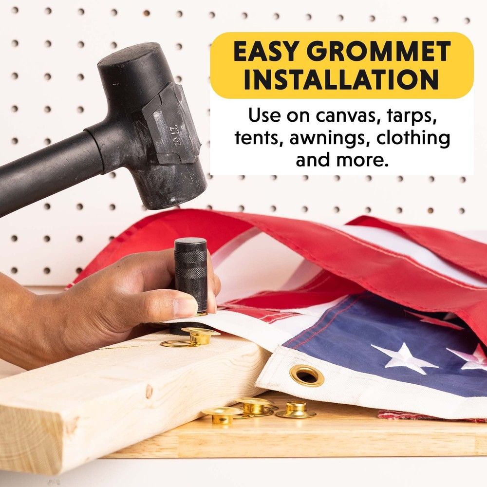 General Tools 1/2" Grommet Tool Kit - 12 Solid Brass Kit, Multicolor