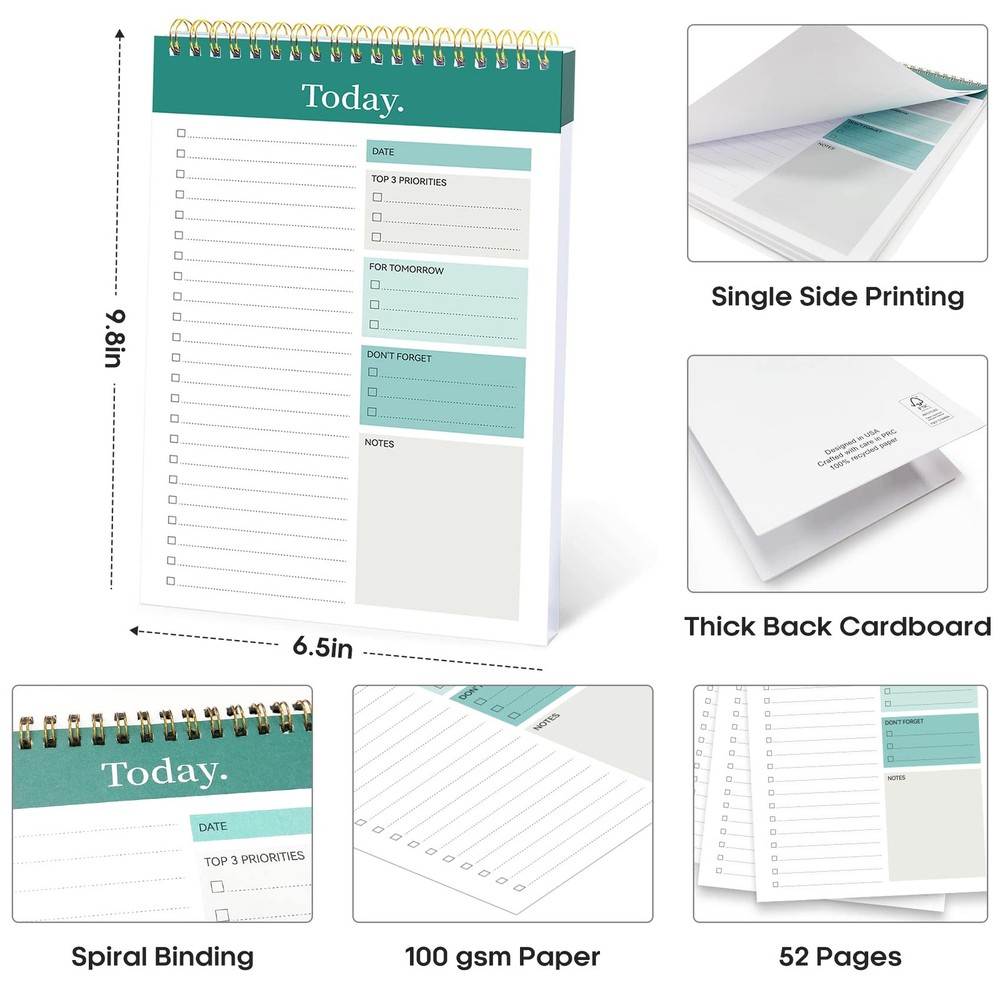 Taja To Do List Notepad - Notebook for 1 Pack, a-Greenery Sway