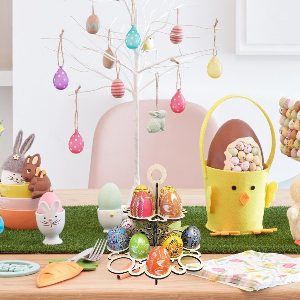 Easter Eggs Display Reusable Storage Shelf 2 Tier Rack for Dining Room Holiday