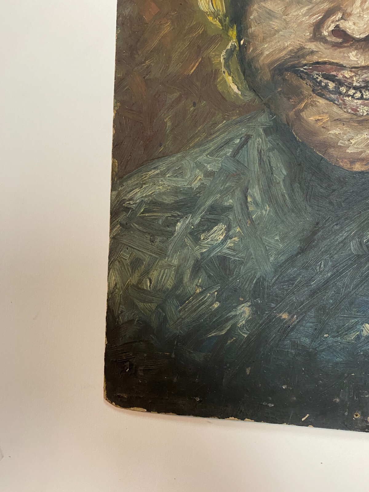 Primitive Black Americana Folk Art Oil Painting Portrait Of A Women