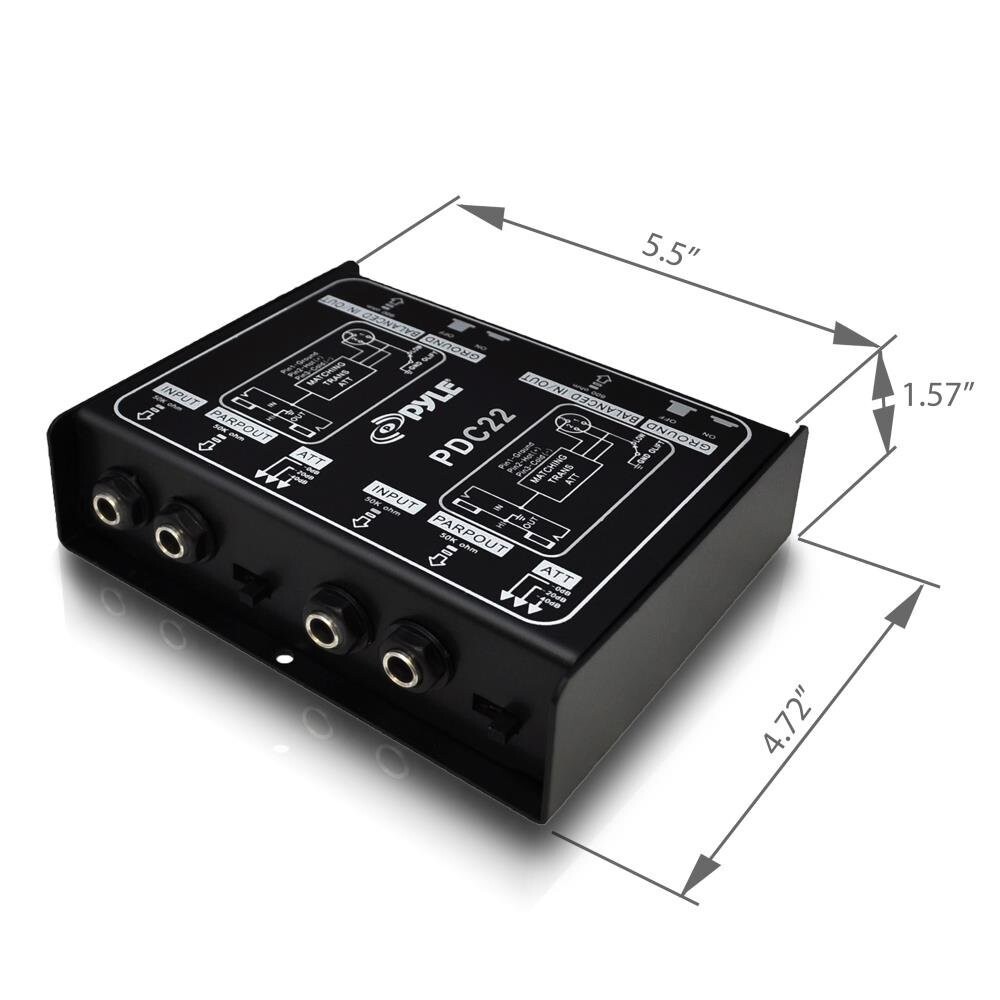 pro pdc22 stereo direct box dual di unit instrument unbalanced balanced