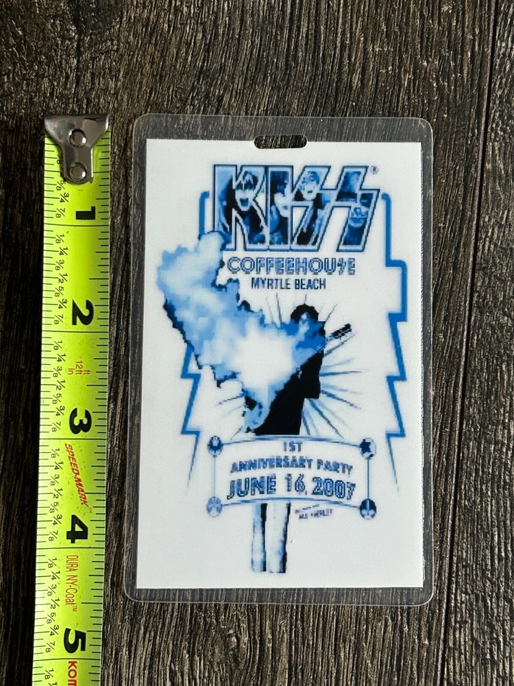 KISS LAMINATE PASS Ace Frehley Kiss Coffeehouse 1st Anniversary Party 2007 4.5"