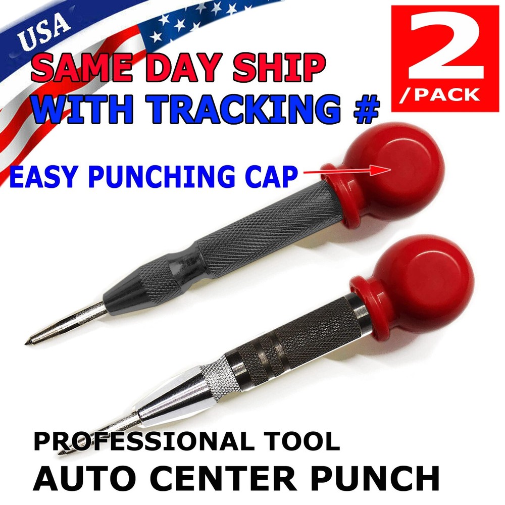 2PCs Automatic Center Punch Strikes Surface Hammer Spring Loaded Window Breaker