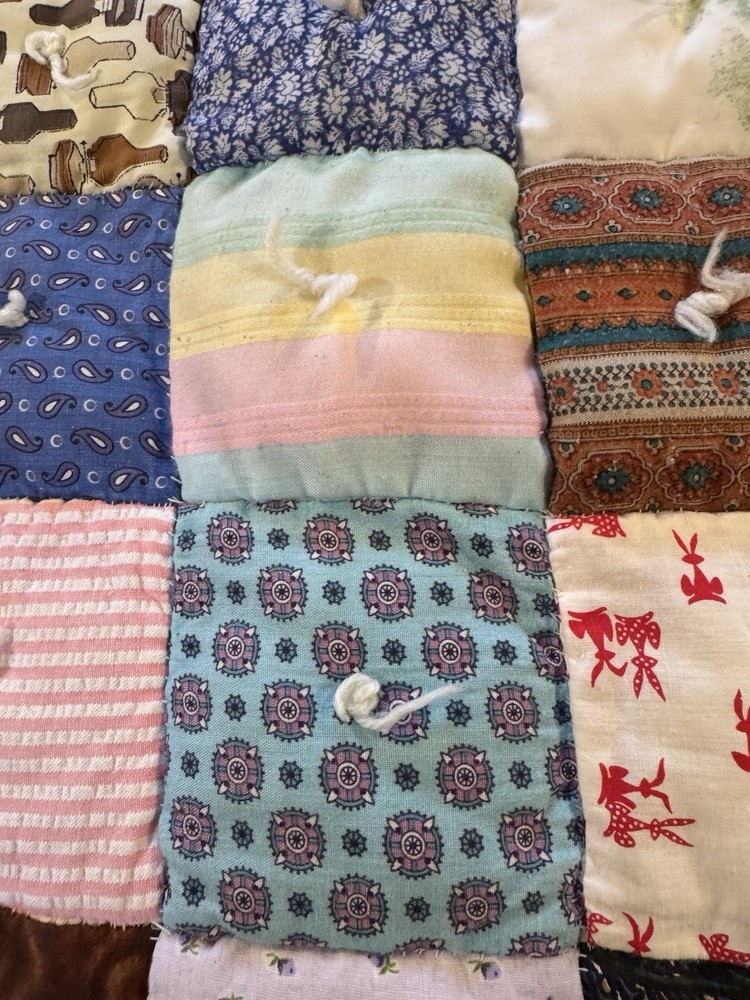 Vintage Puff Patchwork Hand Stitch Quilt