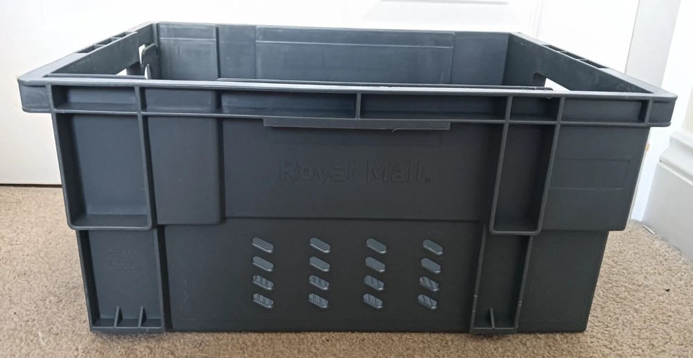 X5 Grey Royal Mail Stacking Boxes Heavy Duty Plastic Nesting Crates Storage