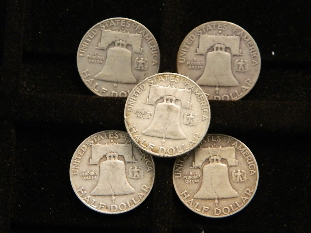 20 - 1950's Mixed Dates 90% Silver Franklin Half Dollar