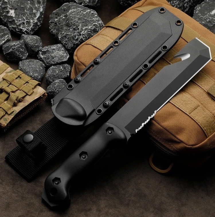 Ultimate Survival Chopper Knife Chisel Blade Edge Grind Batoning Baton Bugout
