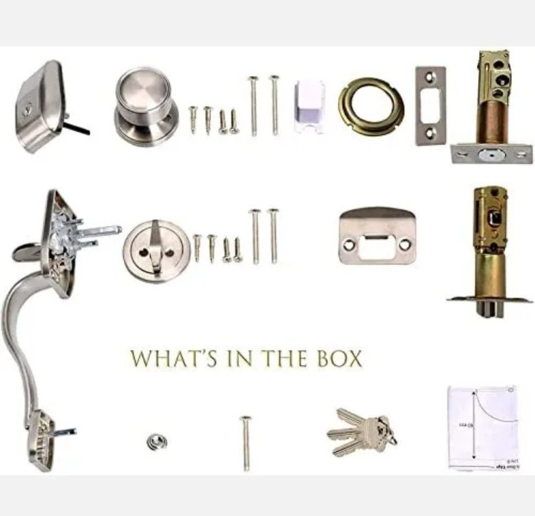 Single Cylinder Front Door Handle Sets with Cove Knobs, Satin Nickel, 3 keys