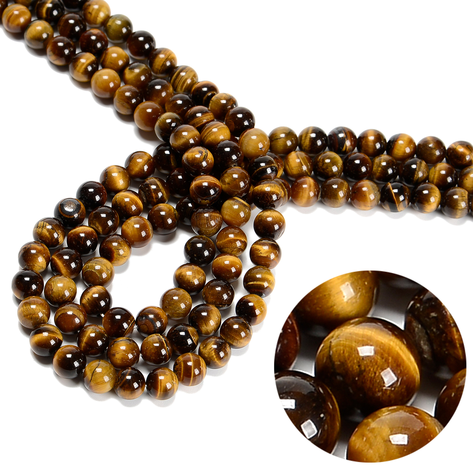 Yellow Tiger Eye Smooth Round Beads 4mm 6mm 8mm 10mm 12mm 14mm - 20mm 15.5" Strd
