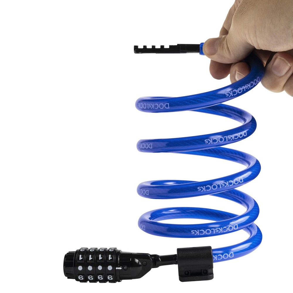 DocksLocks Security Cable Lock Set (4' or 6') Coiled, Keyless Resettable Comb...