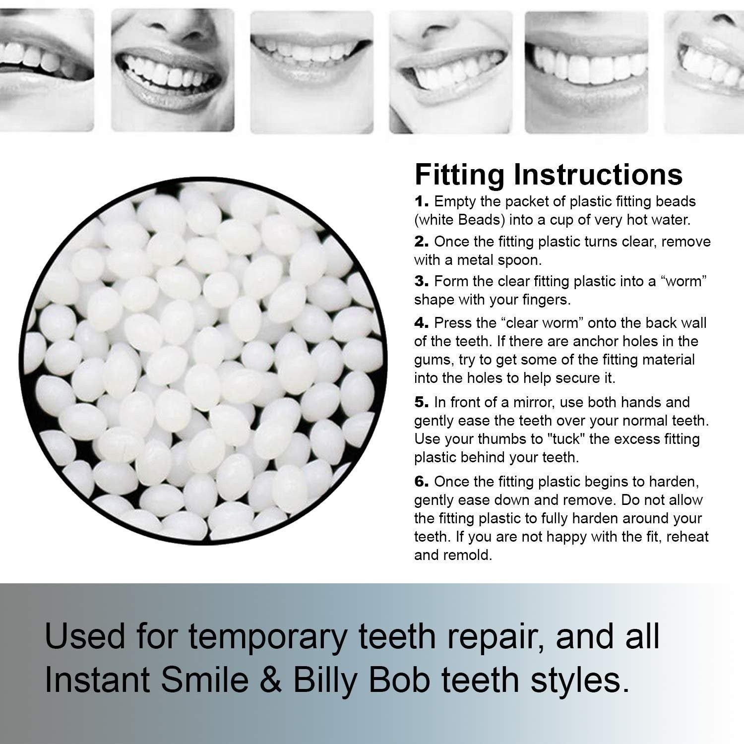 Instant Smile 8 pack THERMAL FITTING BEADS Cosmetic Dr Bailey's Dental Makeover