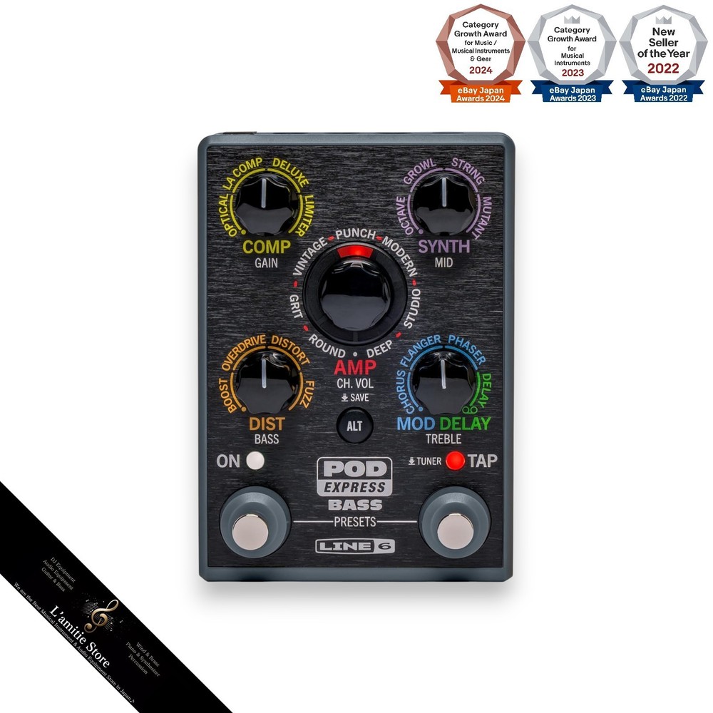 Line 6 POD Express Bass Effects Processor Black Amp Simulator Foot switch Tested