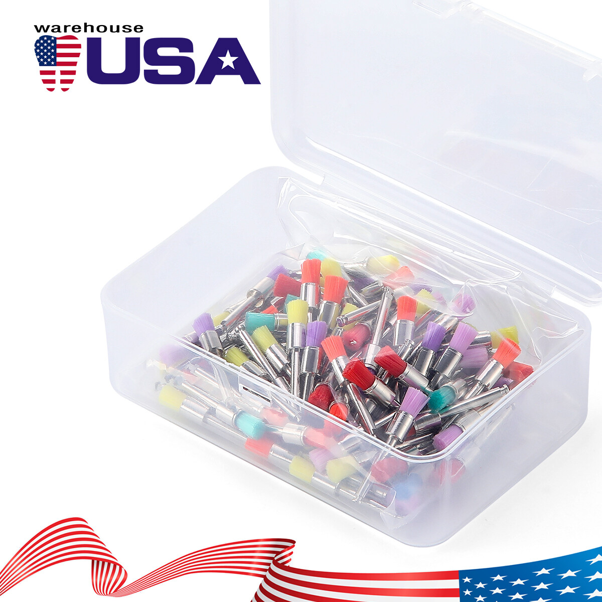 100pcs/Kit Dental Polishing Polisher Prophy Brush Bowl Flat Type Colorful Nylon