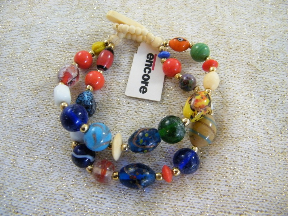(5) ENCORE 2-STRAND, VARYING BEAD ~ 7" BRACELETS