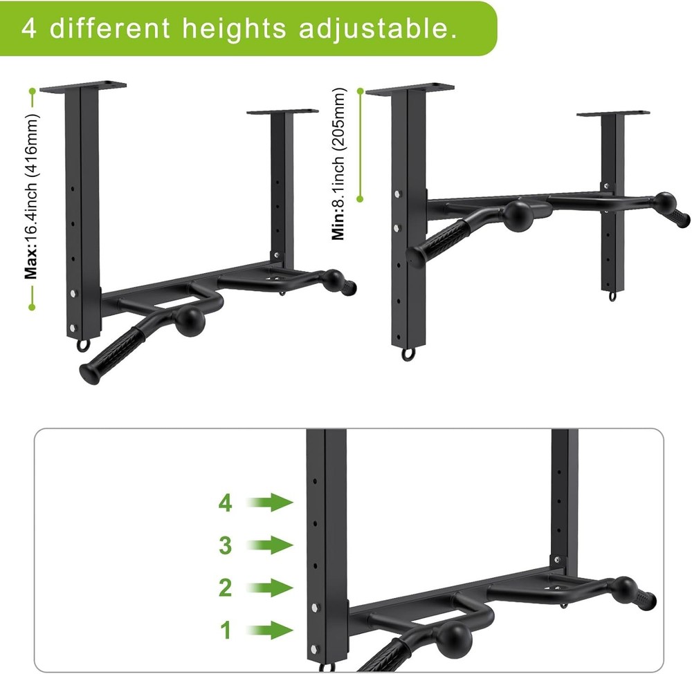 32" Ceiling Mounted Pull up Bar Heavy Duty Highly Adjustable Multifunctional Chi
