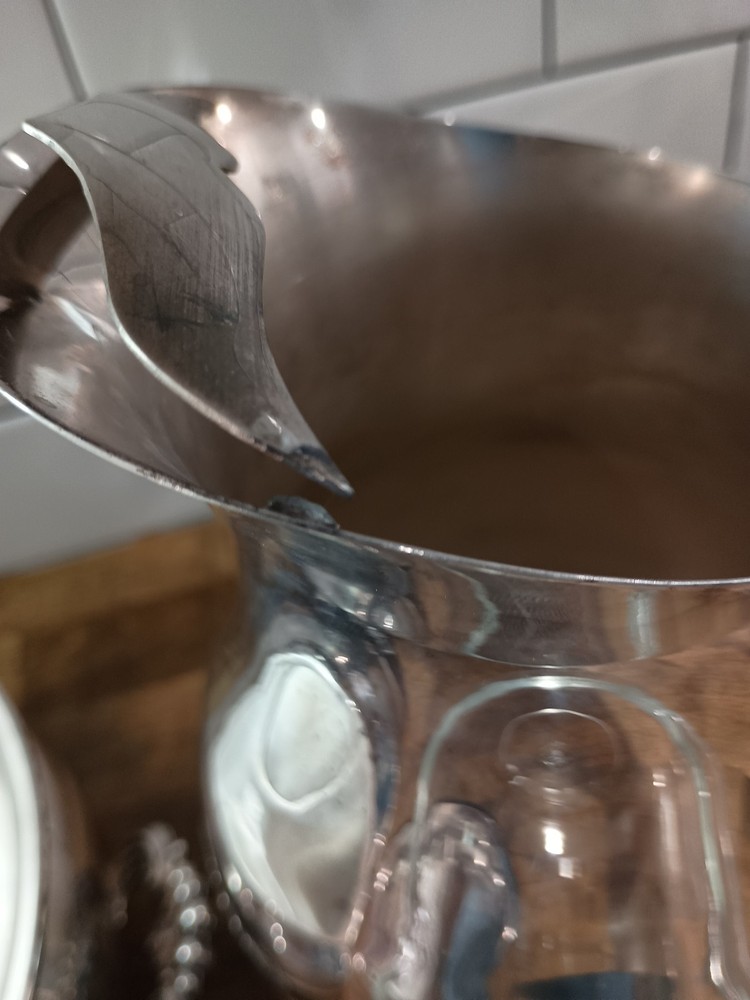 FB Rogers Silver Plate Covered Casserole Serving Dish Bowl with Insert + Pitcher