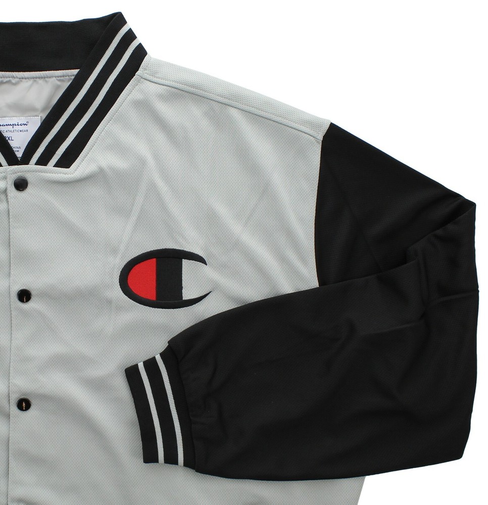Champion Men's Varsity Track Jacket Big & Tall Snap Closure Pockets Script Logo
