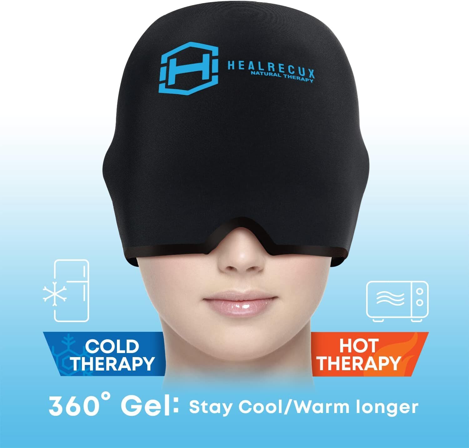Migraine Relief Cap, Upgraded Odorless Gel Migraine Ice Head Wrap Cold & Hot The