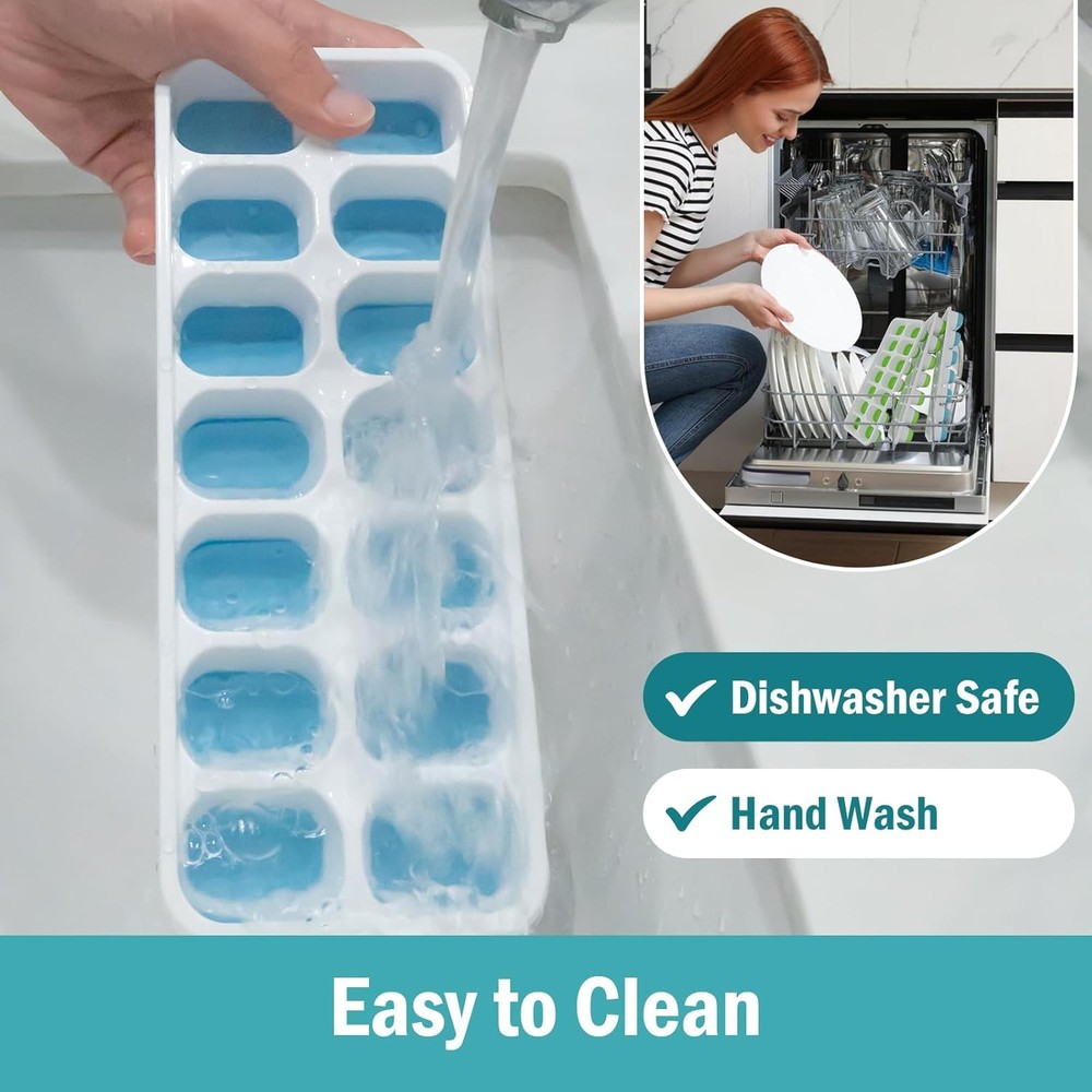 Silicone Ice Cube Trays - 3 Pack, 42 Cubes, BPA-Free, Easy Release, Stackable