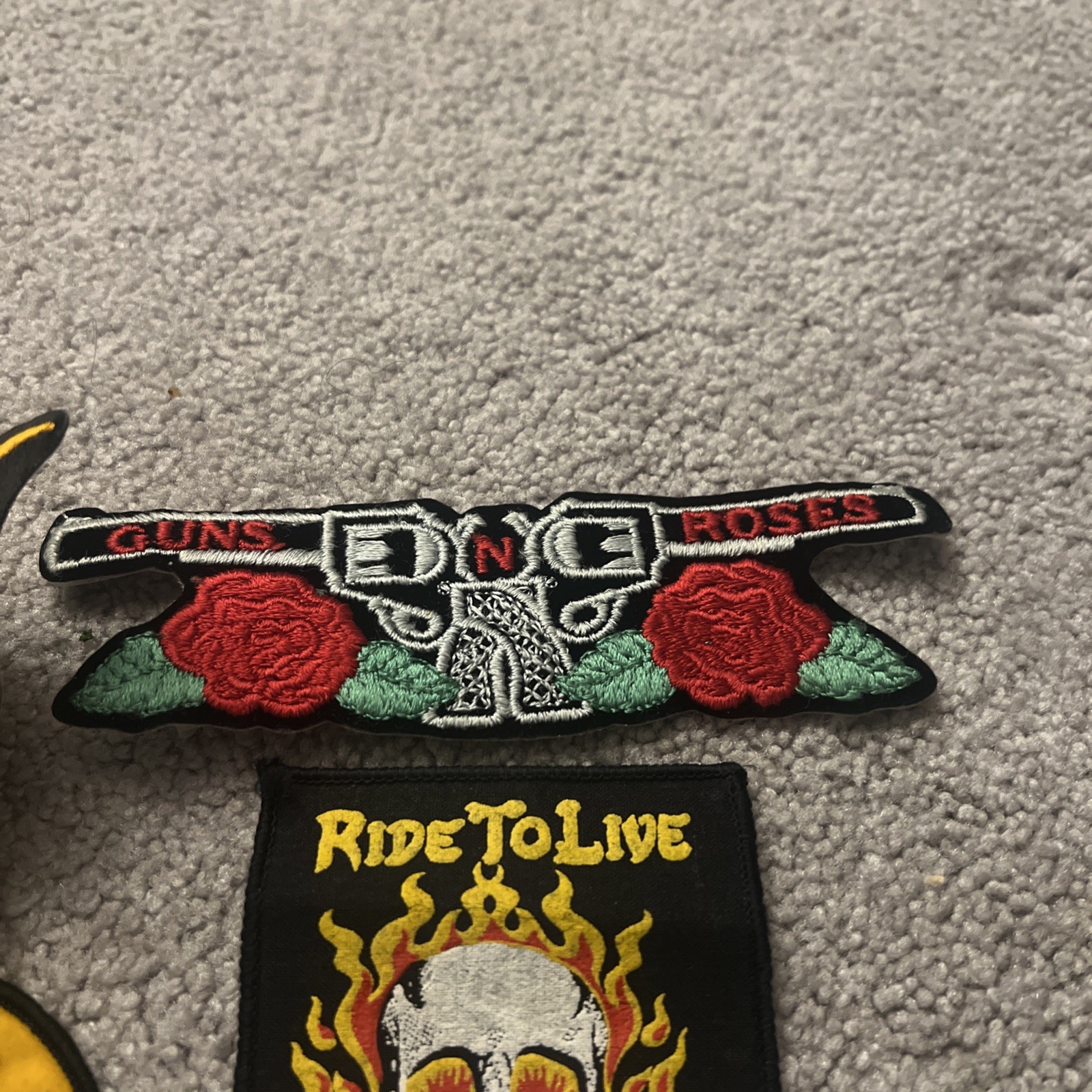 Vintage Lot Of 9 Motorcycle Patches Harley Davidson, Ride to Live, Guns N Roses