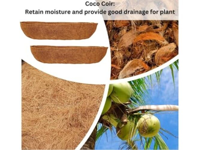 24 inch 2 Pack Half Rounded Rectangular Coco Liner for Window 24" (61cm) x 2