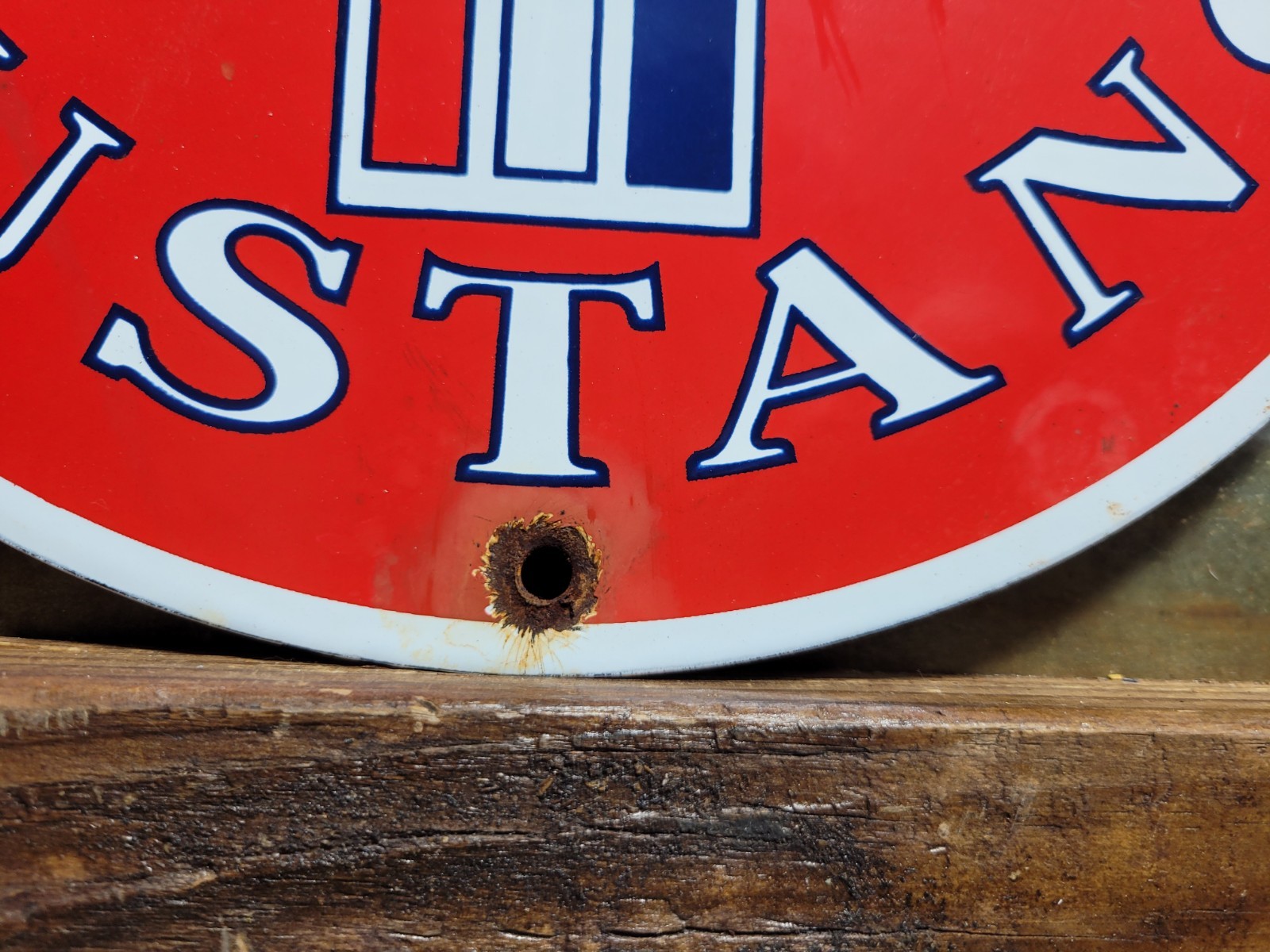 VINTAGE FORD MUSTANG PORCELAIN SIGN OLD FOMOCO MOTOR SERVICE AUTO PARTS HORSE