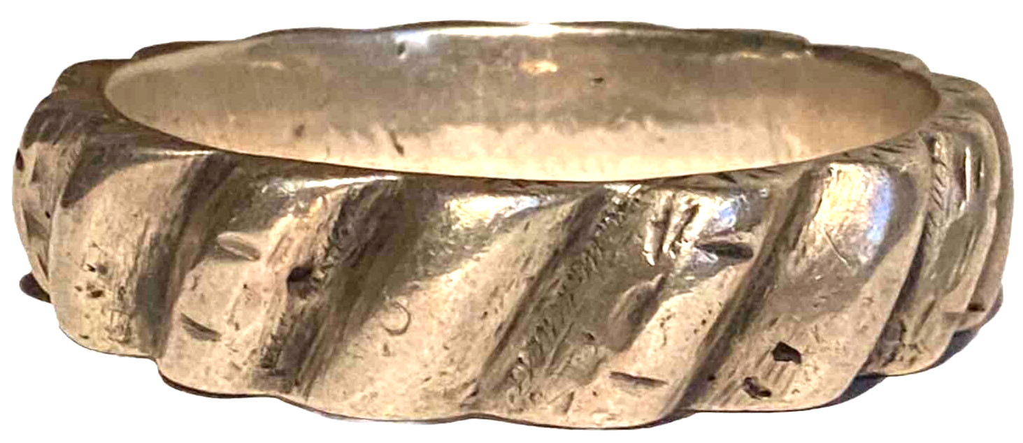 Vintage Ethnic Tribal Artisan Bangle Bracelet, Silver Tone