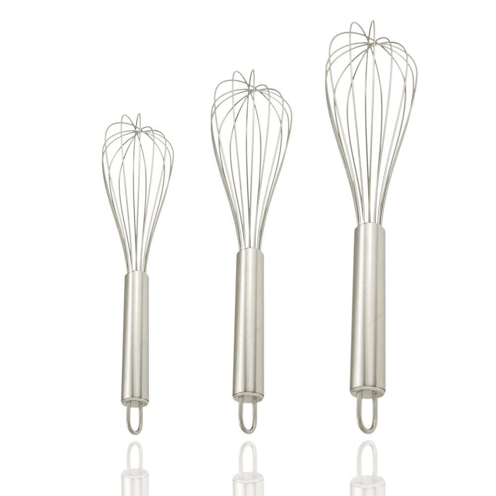 Set of 3 STAINLESS STEEL BALLOON WIRE WHISK SET WHIP MIX STIR BEAT 8/10/12 inch