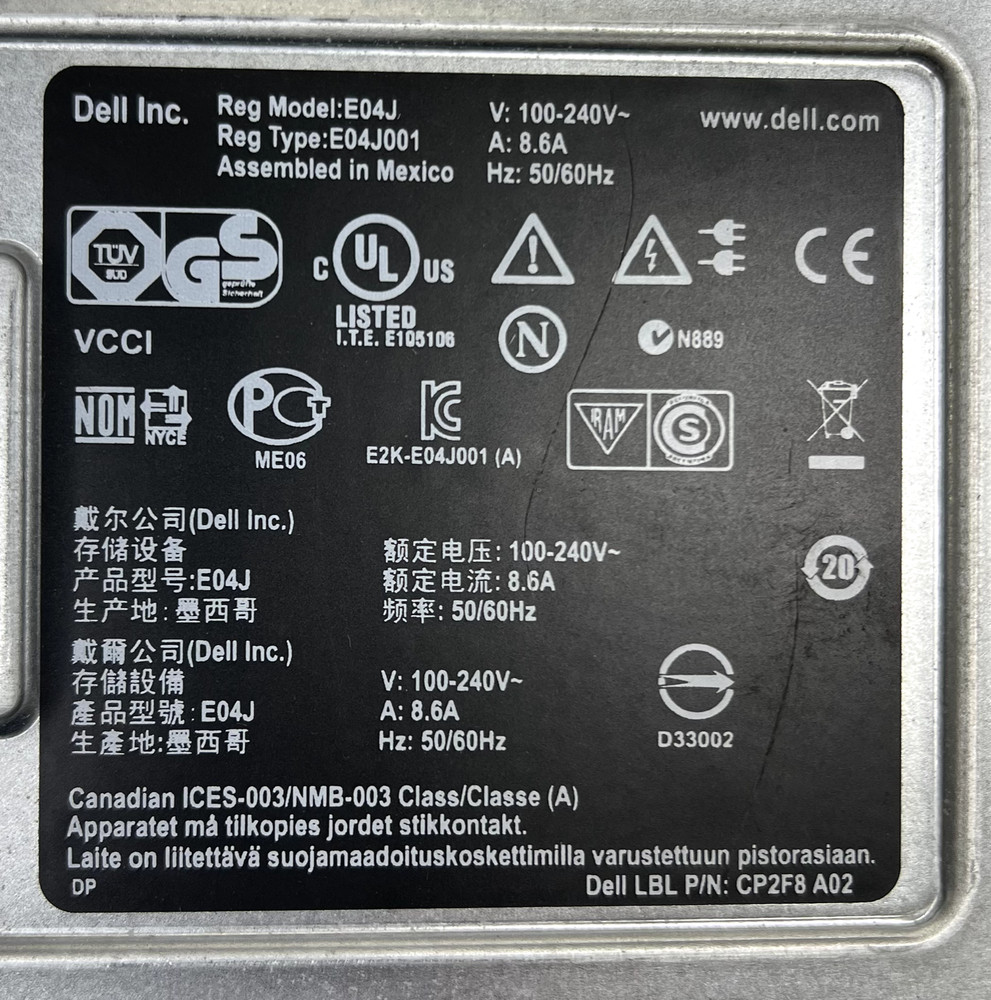 Dell EqualLogic PS6100 E04J 24SFF Storage Array 2x E09M001 Control Module 2x PSU