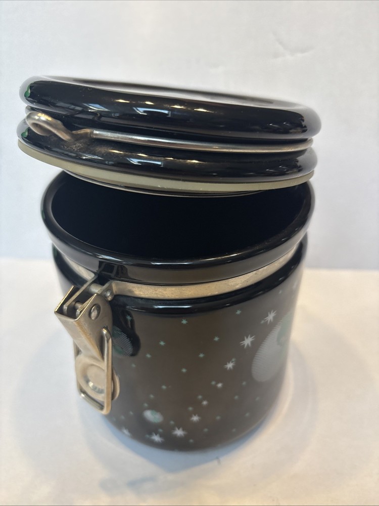 Chaleur Basic 6” Canister Planets Space Orbiting Earth Stars Black Celestial