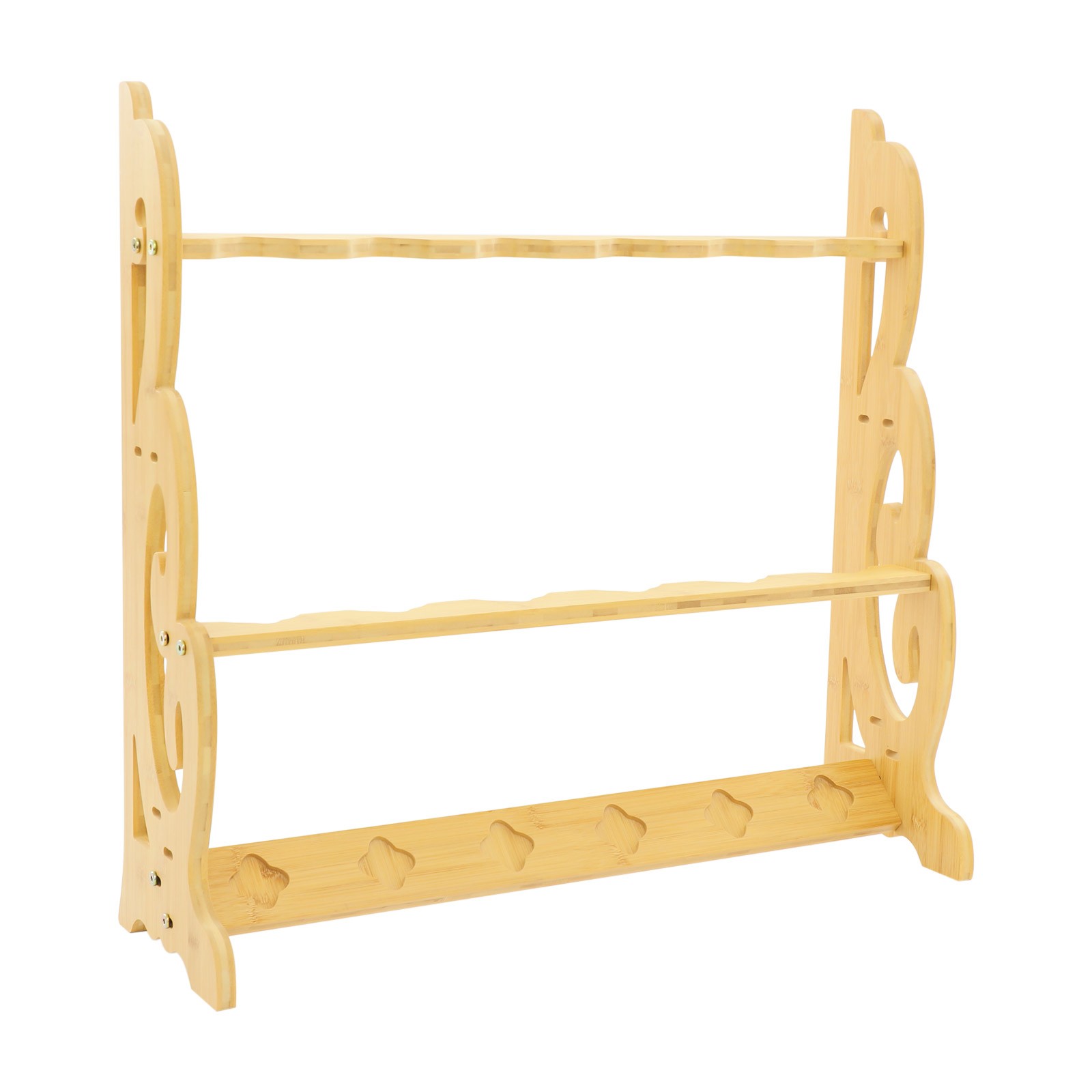 Adjustable 6-Hole Vertical Sword Display Stand - Elegant Bamboo Holder