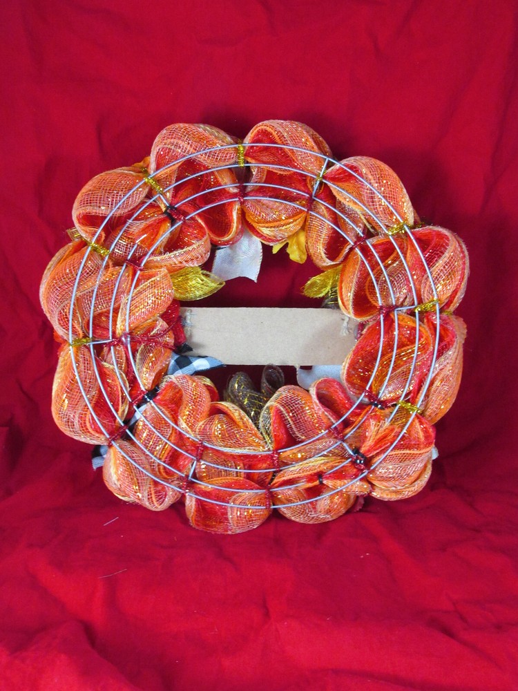 Fall Bubble Cruffle Deco Mesh Ribbon Wreath