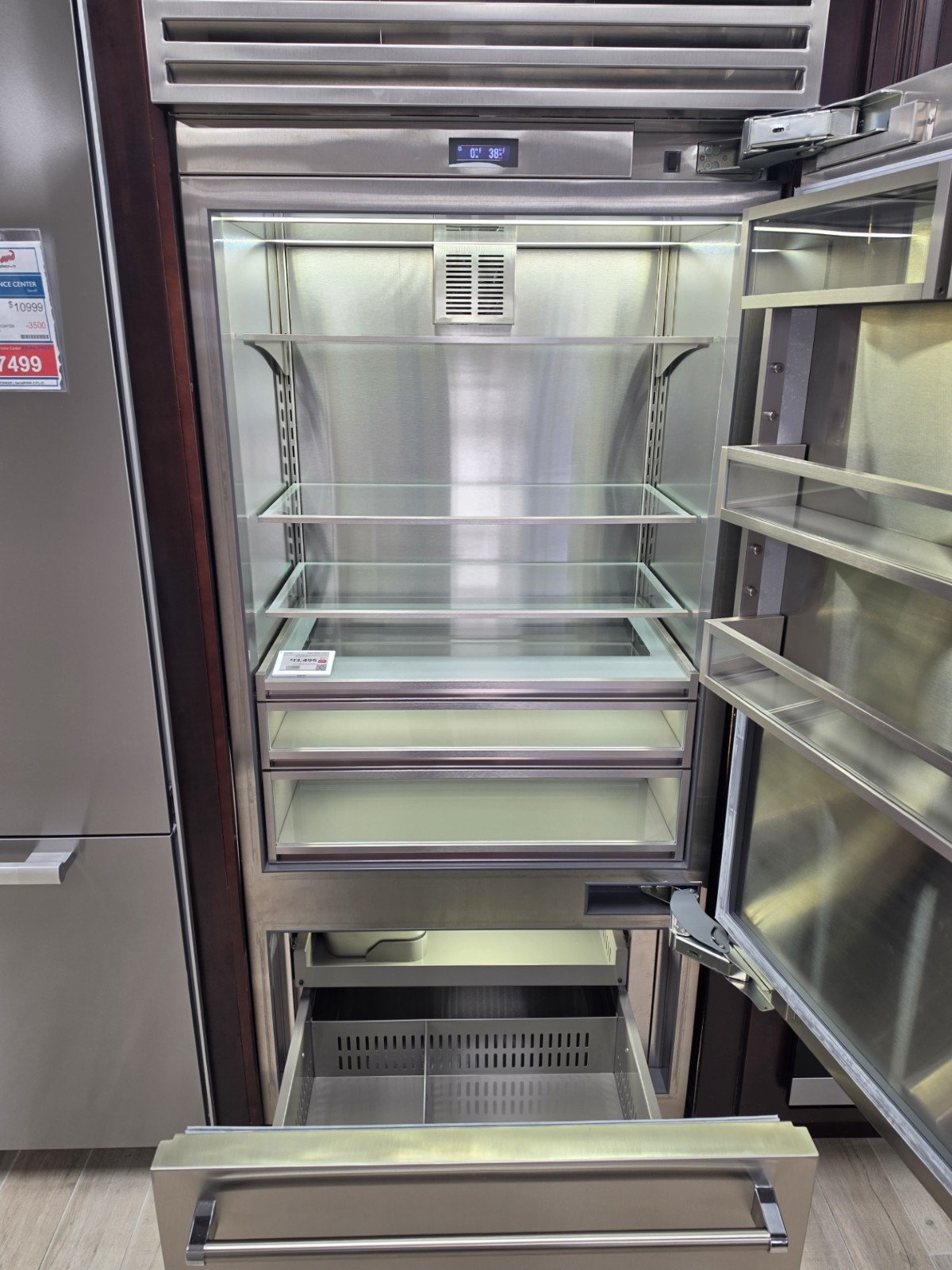 BBB36R2-21-21FL-BlueStar 36" Bottom Freezer Fridge Stainless RT Hinge Display