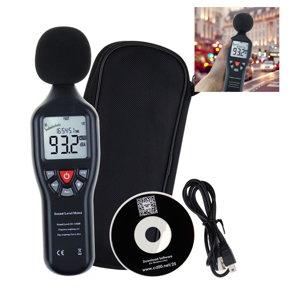 Handheld Sound Level Meter Data Logging Function Backlit Display Datalogger