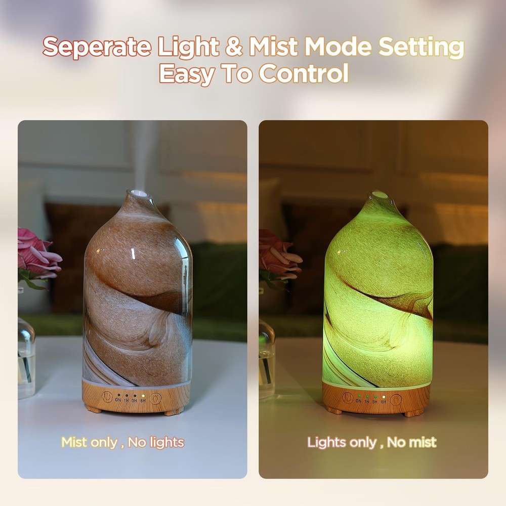 Essential Oil Diffuser Hand Blown Glass Aromatherapy - Brown Rock