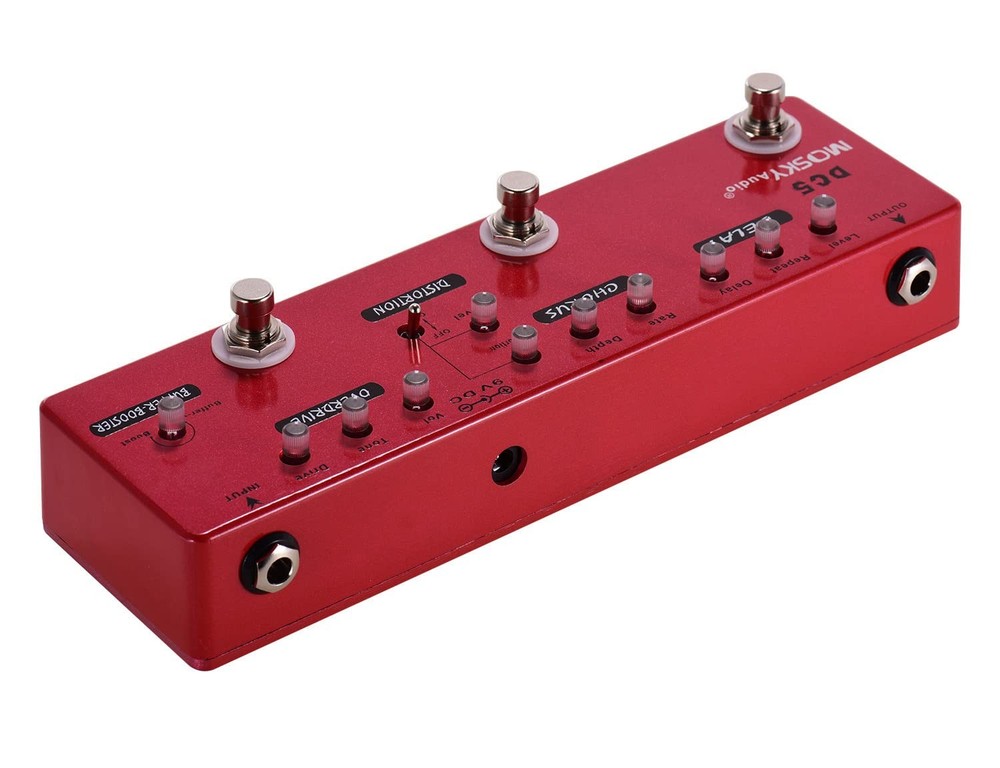 MOSKYAudio Multi Effects Pedal Buffer + Booster + 9.1 * 2.7 * 1.5in, red