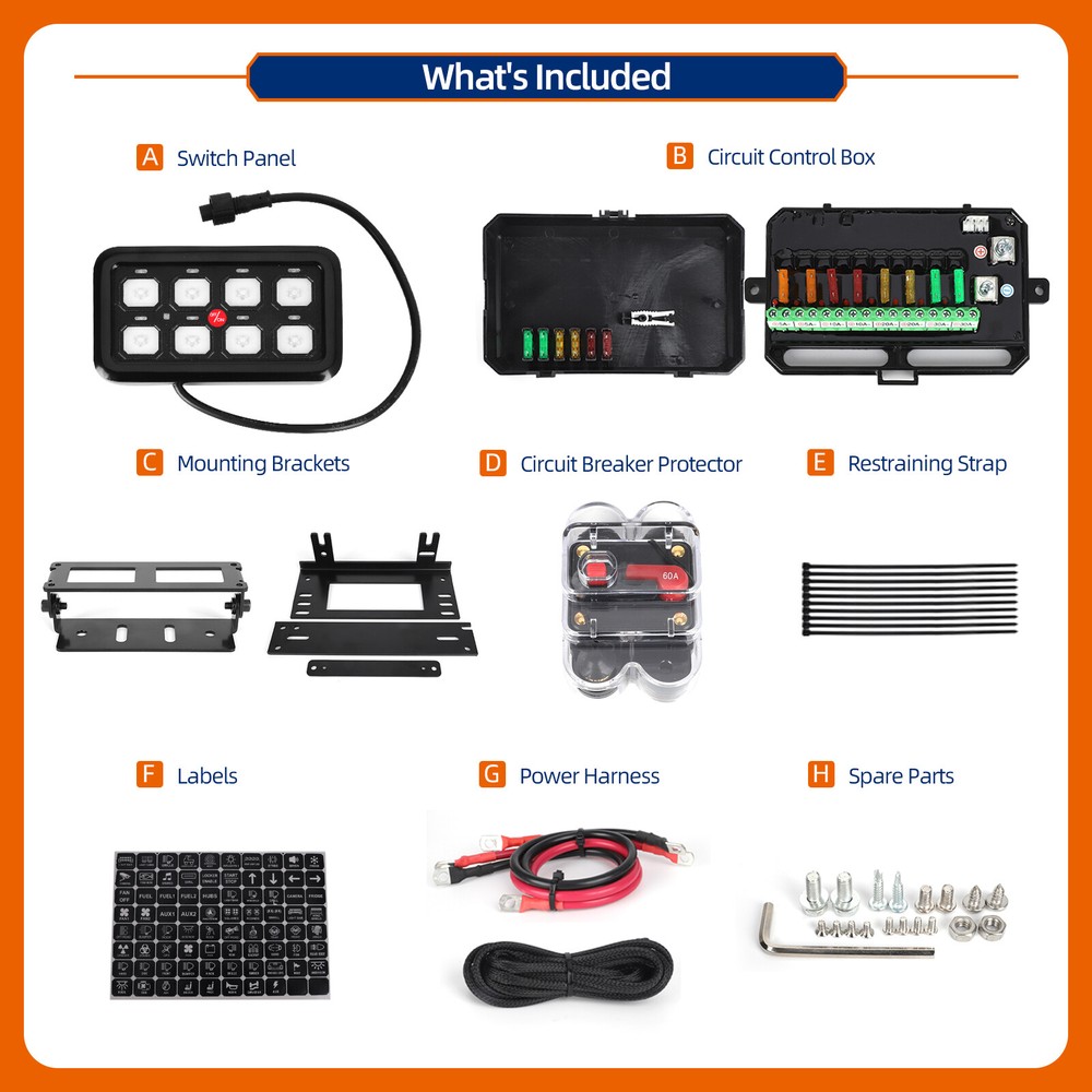 8 Gang Switch Panel Light Electronic Relay Control System Marine Boat Camper