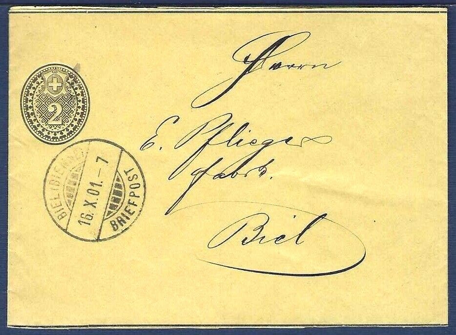SWITZERLAND Postal Wrapper Mailed in Biel 1901