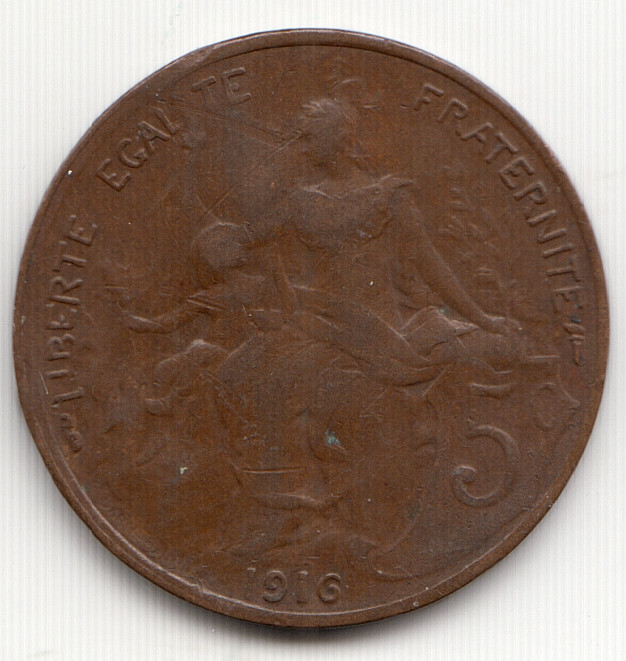 France 5 Centimes 1916