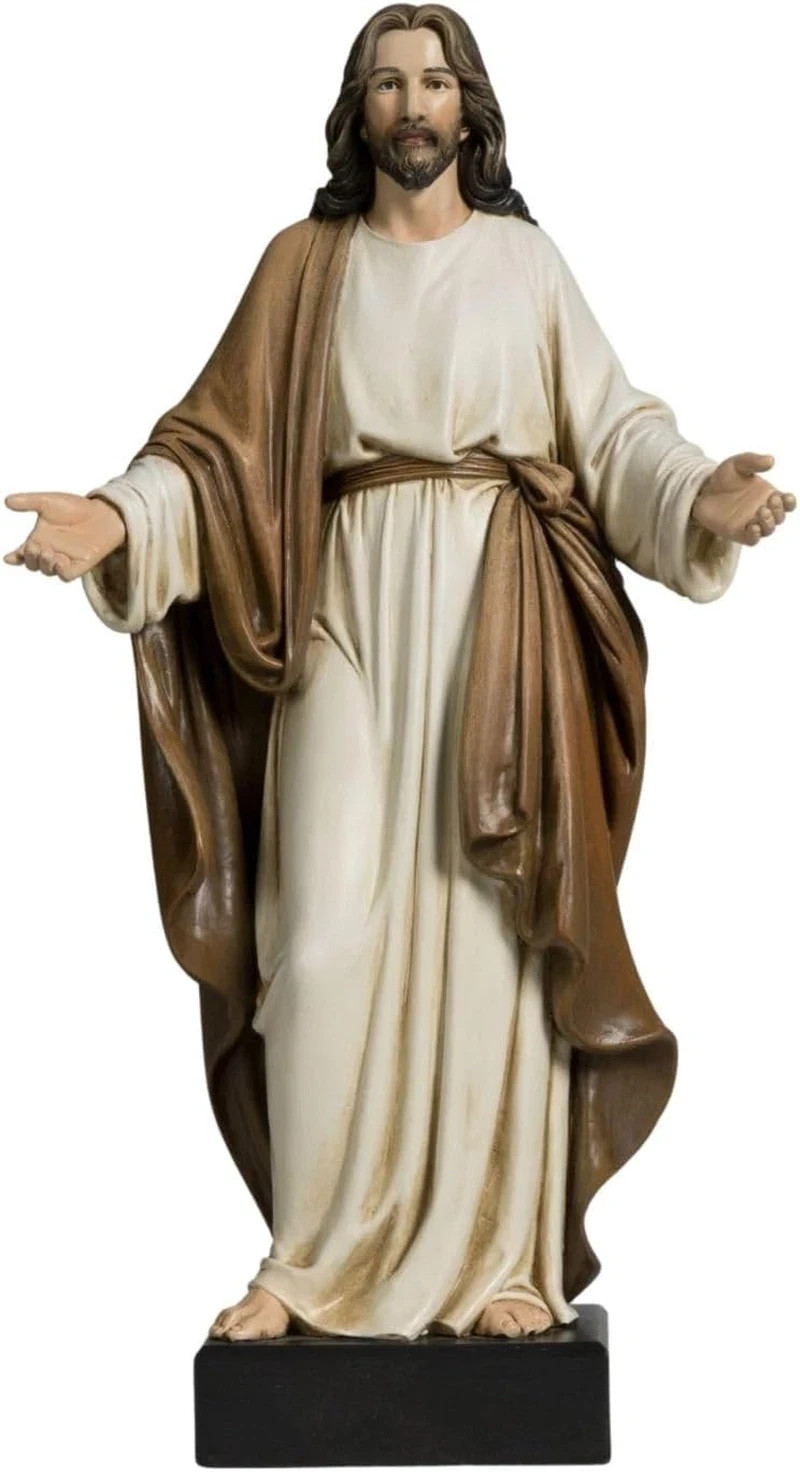 Jesus Statue 12" Hand-Painted Resin Open Arms Christian Religious Home Decor