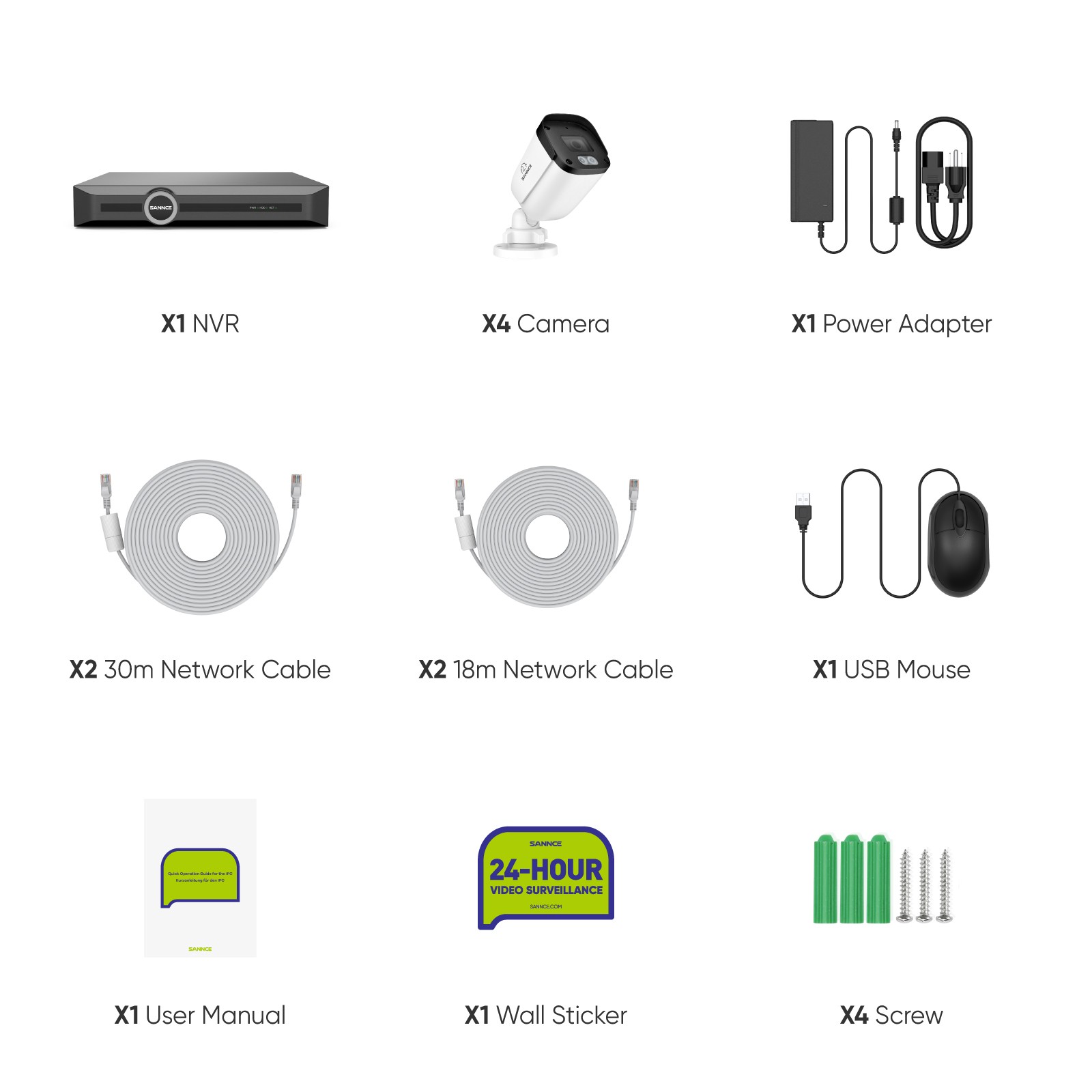 SANNCE 8CH NVR 3MP 5MP POE Security IP Camera System Outdoor Audio Recording AI