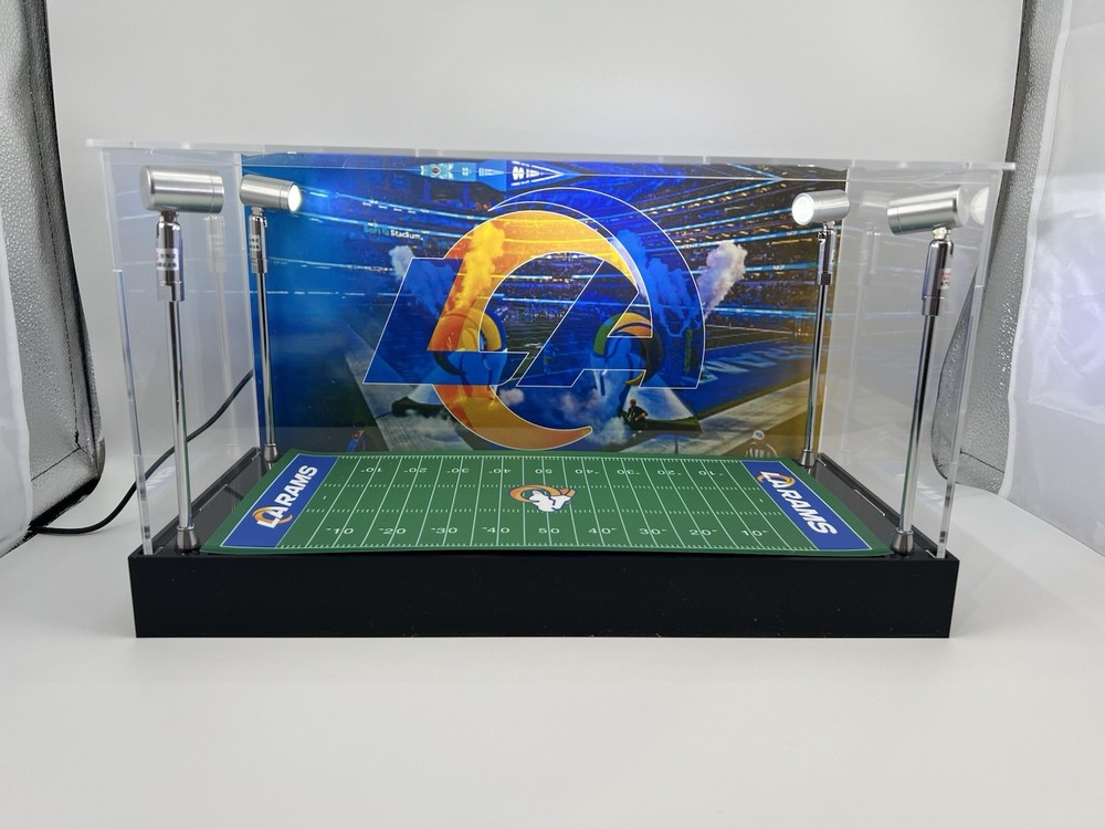 Los Angeles Rams Custom 2 Mini Helmet Display Case W/ LED Lights