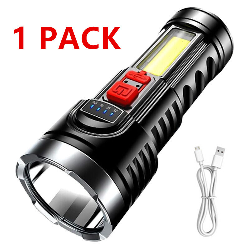 4 Modes Rechargeable Flashlight Super Bright Multi-function Camping COB Torch