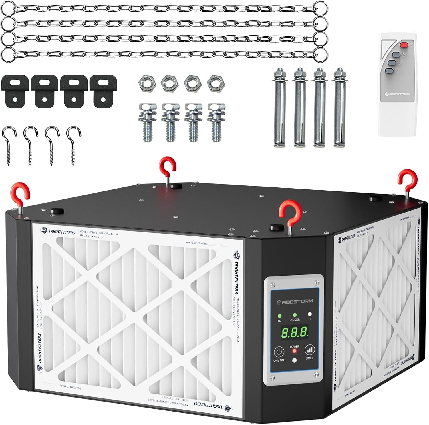 ABESTORM 1350CFM Hanging Air Filter with Strong Vortex Fan, Shop Dust Collector