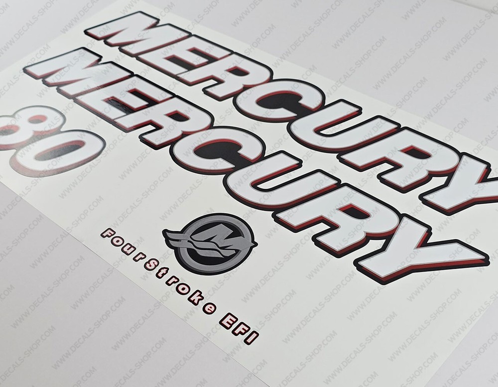 Mercury 80 hp Four Stroke EFI outboard engine decals sticker set
