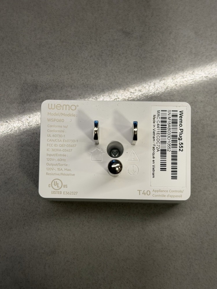 Belkin Wemo Mini WiFi Smart Plug (Model WSP080)