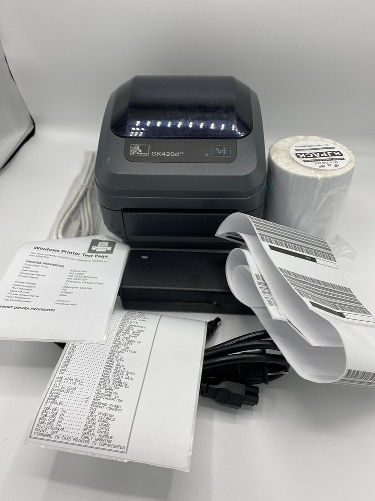 Zebra GK420D Thermal Printer w USB/Parallel/Serial Free Labels & Cables REFURB