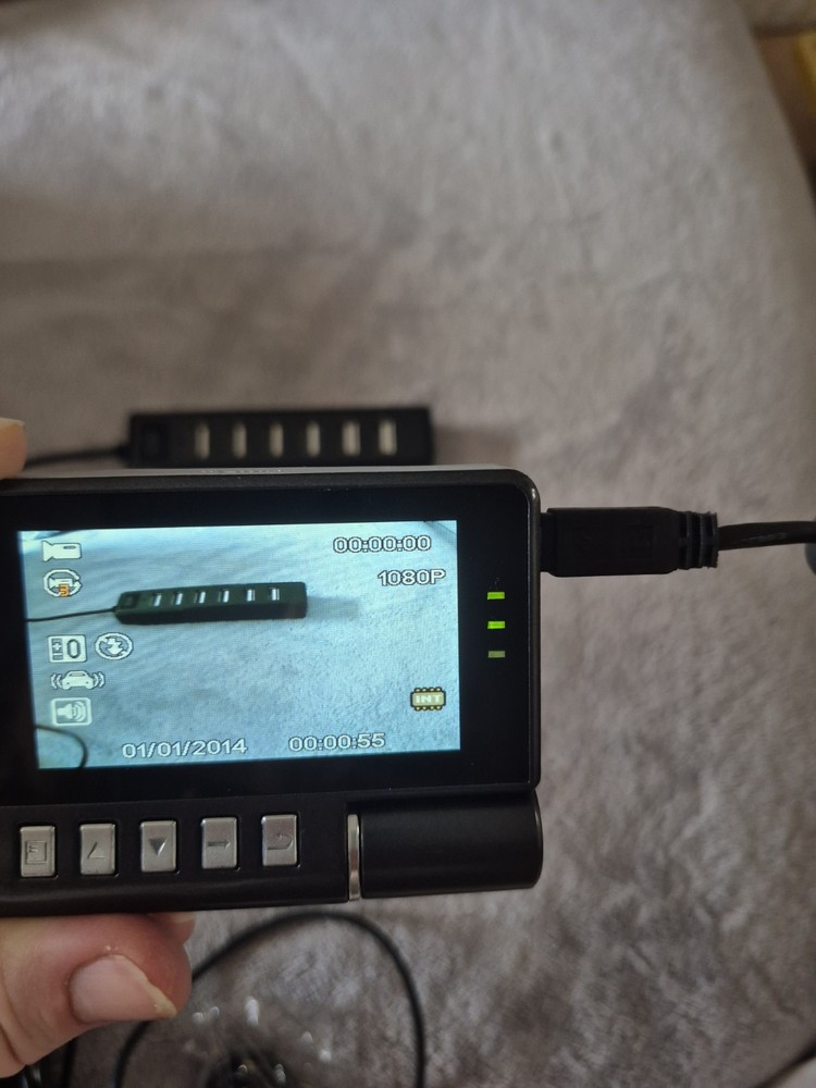 Dashcam in car camera with reversible camera black.