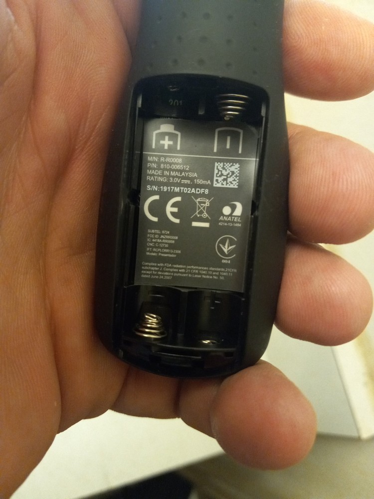 Logitech Laser Presentation Remote, Black Model # R-R0008 NO USB