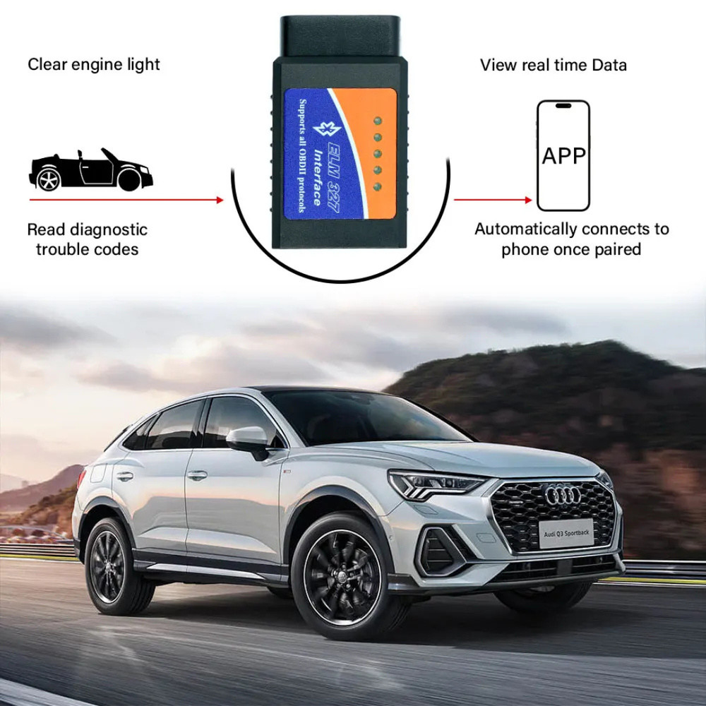 ELM327 OBD2 Scanner Bluetooth Car Diagnostic Tool Code Reader For Android /IOS